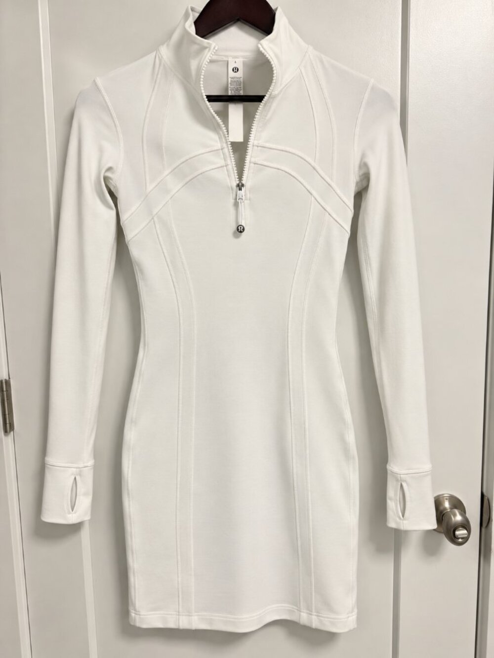 Lululemon White Long Sleeve Half Zip Athletic Dress Size 4